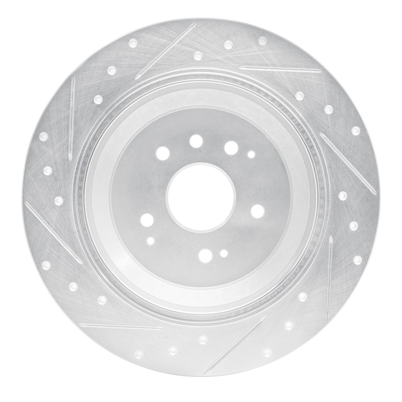 Acura MDX Brake Rotor (1) - Rear Right - R1 Concepts - Drilled & Slotted - Silver - `14-`16